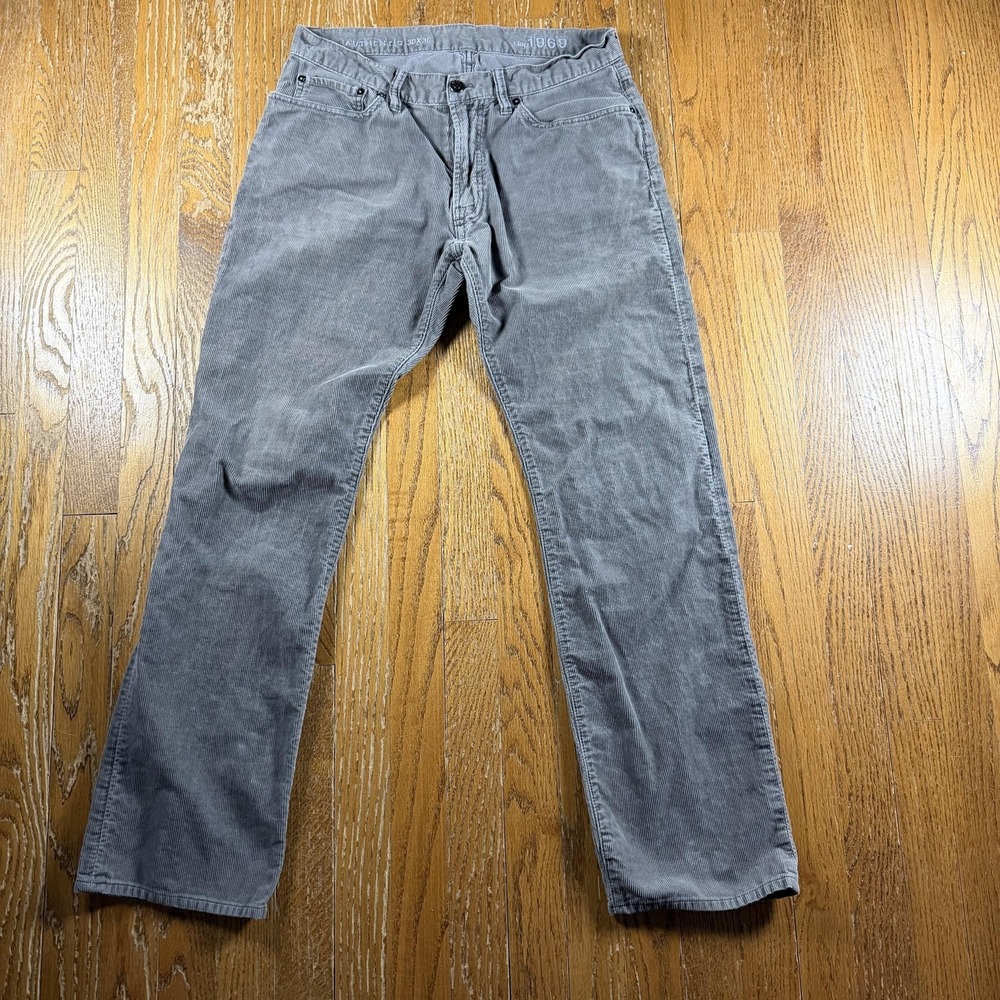 Gap Pants Mens 30x30 Gray Corduroy Khakis 1969 5 Pocket Straight Leg Casual